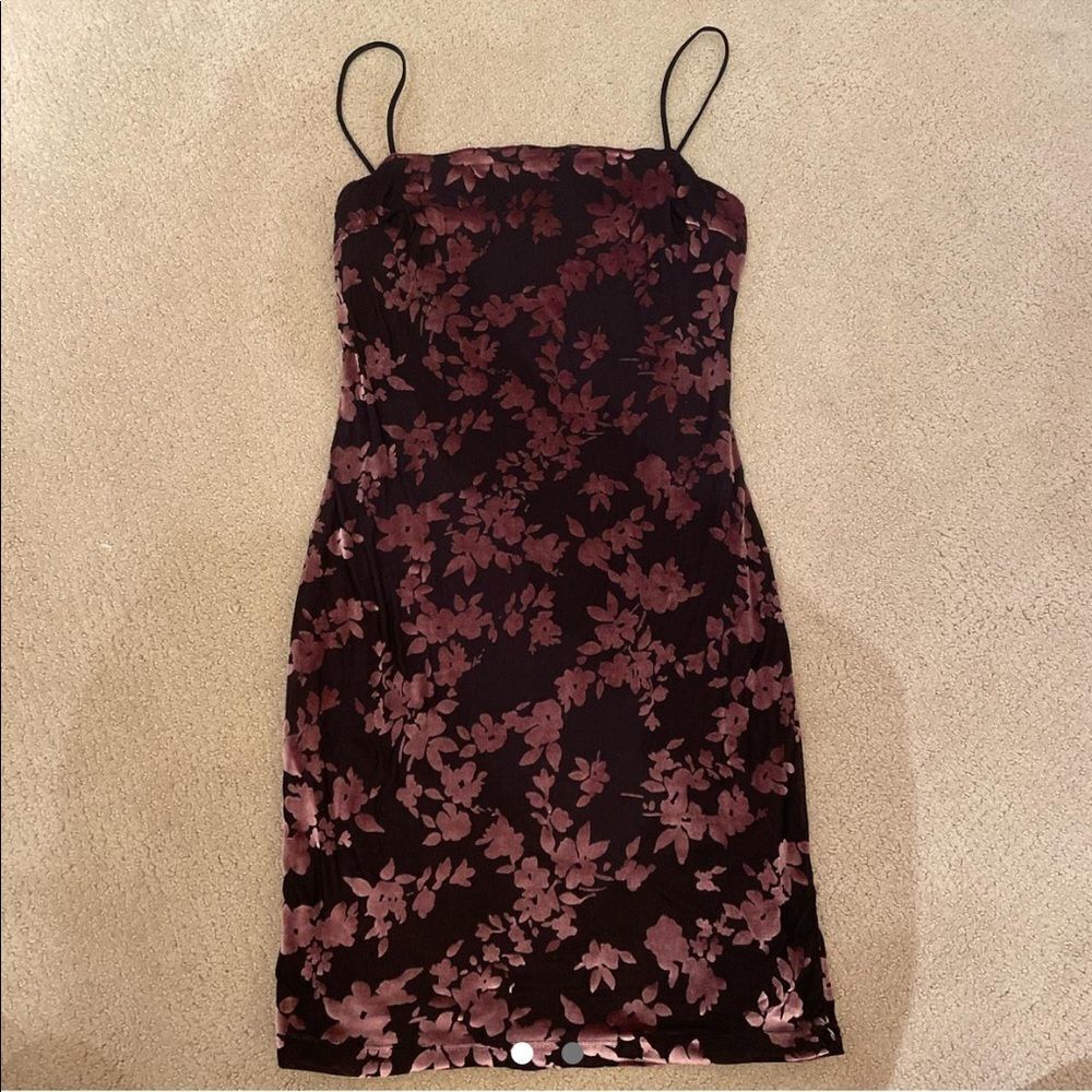 Princess Polly Black and Pink Velvet Reflective Double Layer Mini Dress